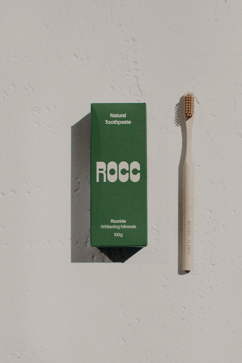 Madre Terra Toothbrush (Beige) and ROCC Toothpaste Set (Whitening Minerals + Fluoride)