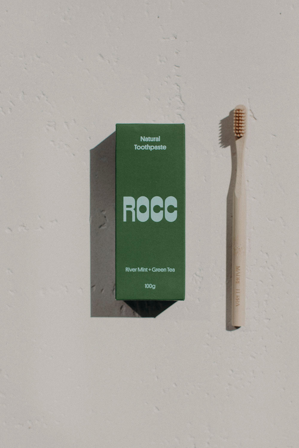 Madre Terra Toothbrush (Beige) and ROCC Toothpaste Set (River Mint + Green Tea)