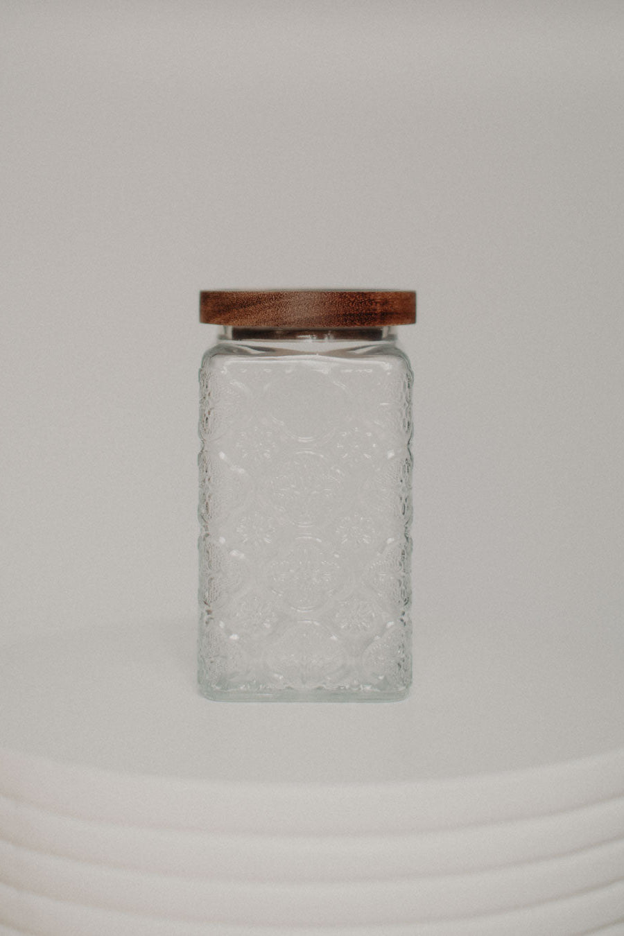 Begonia Embossed Glass Storage Jar - 100 ml