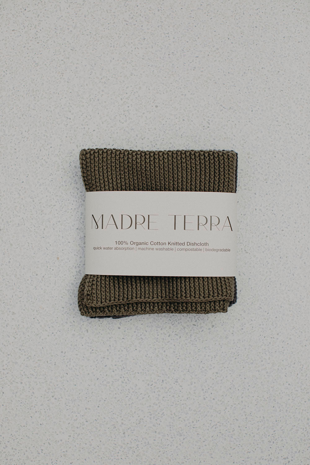 Knitted Dish Cloth - 2 pack - Olive and Graphite