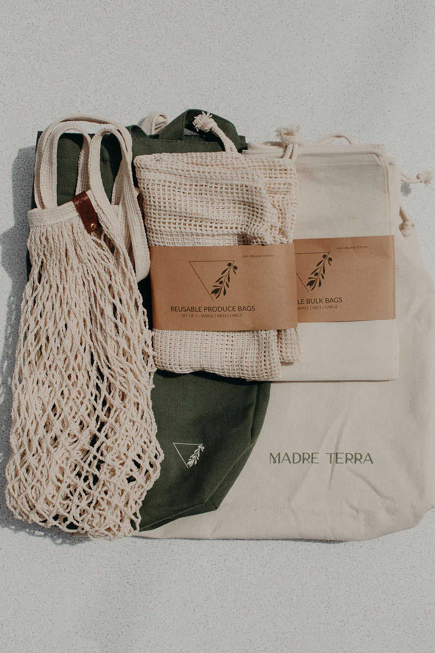 Organic Cotton 9-Piece Reusable Shopping & Produce Bag Set
